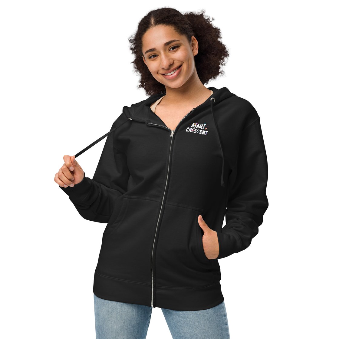 Image of Smile Unisex fleece zip up hoodie