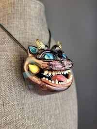 Image 4 of Electrumagenta Oni Cat Pendant # 3