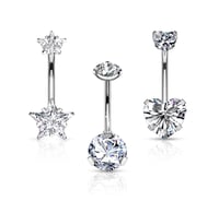 Image 1 of 3pc Clear Belly Rings