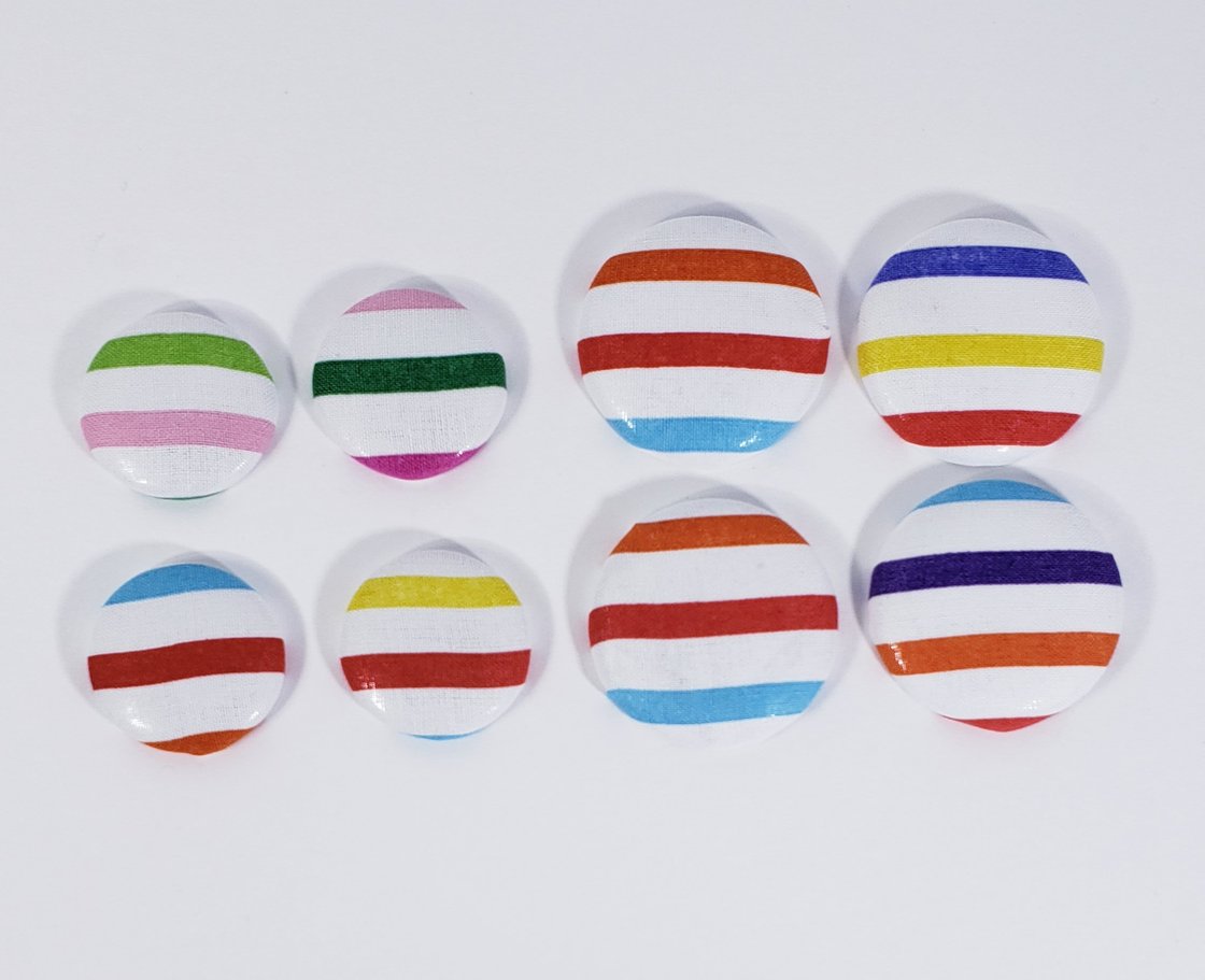 Image of  Mix Match Colorful Stripe Button Earrings