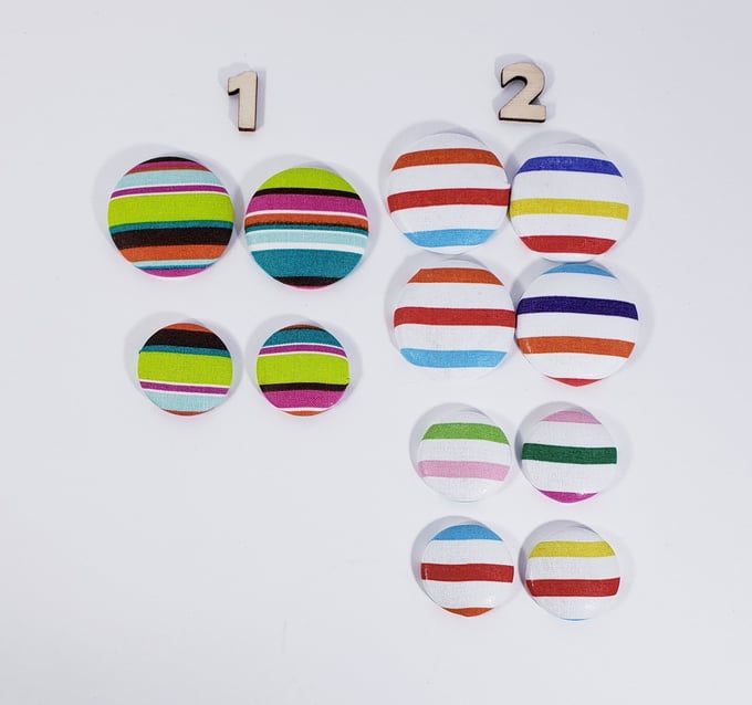 Image of  Mix Match Colorful Stripe Button Earrings