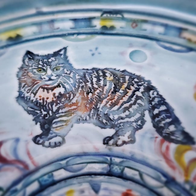 Norwegian Forest Cat Trio  Garlic Grater/Oil Porcelain Dish