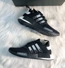 Image of Swarovski Adidas NMD Runner Casual Shoes Black/White customized with Swarovski Crystals.