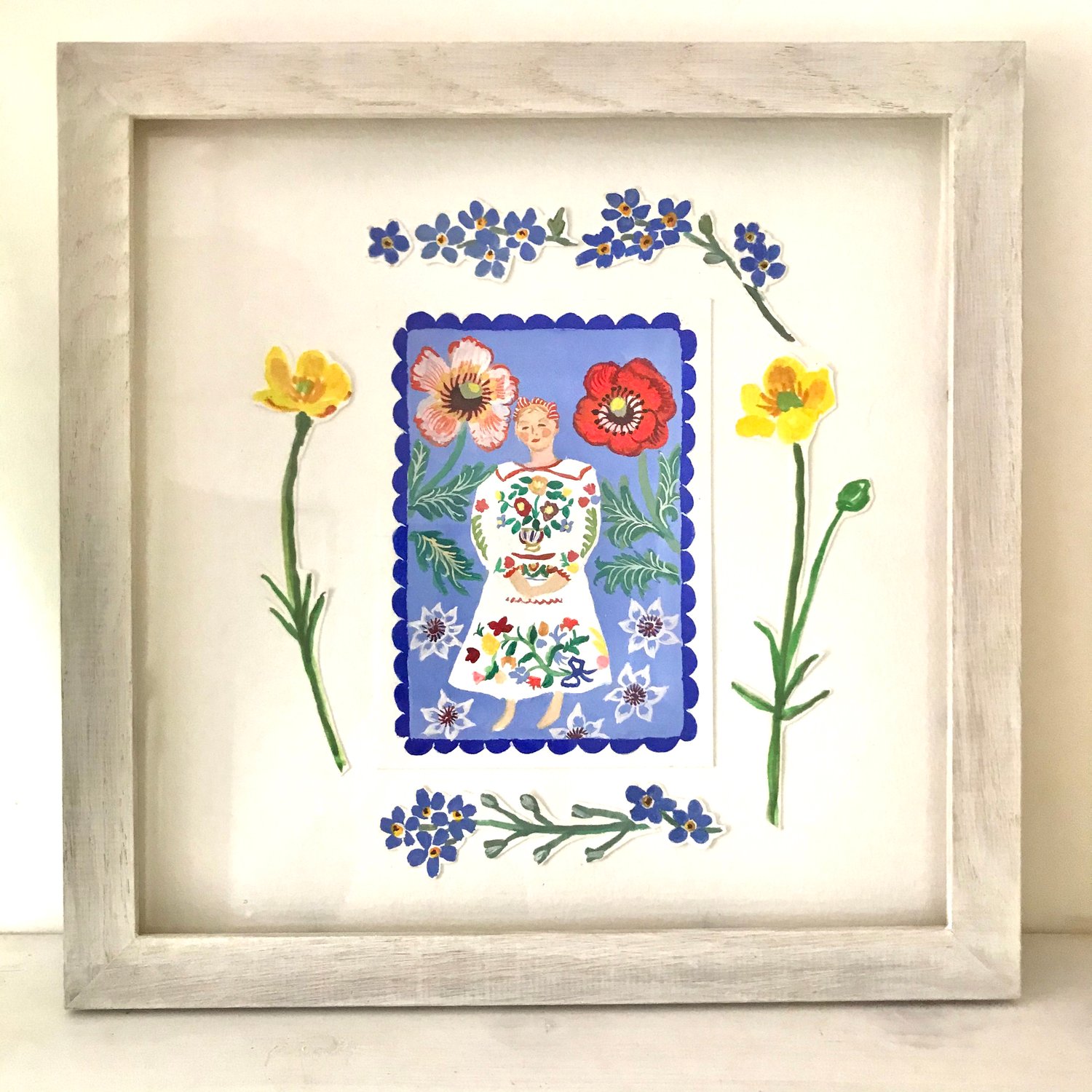 Image of Flower girl with spring border