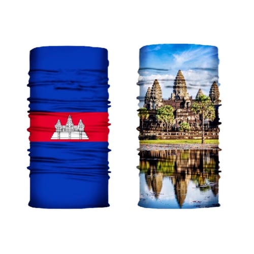 Image of Cambodia Flag & Angkor Wat Tubular Face Bandana