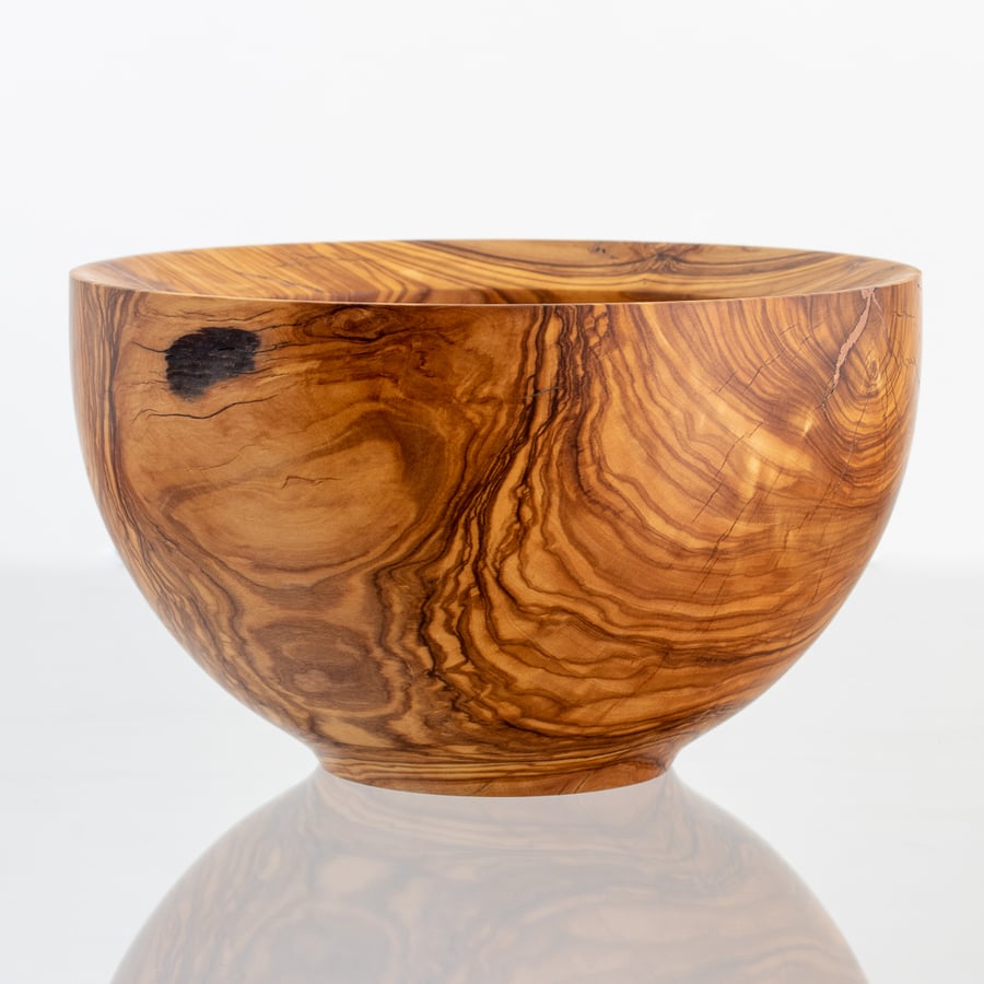 Image of Olive Wood Bowl with Copper Inlay