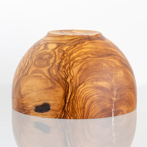 Image of Olive Wood Bowl with Copper Inlay
