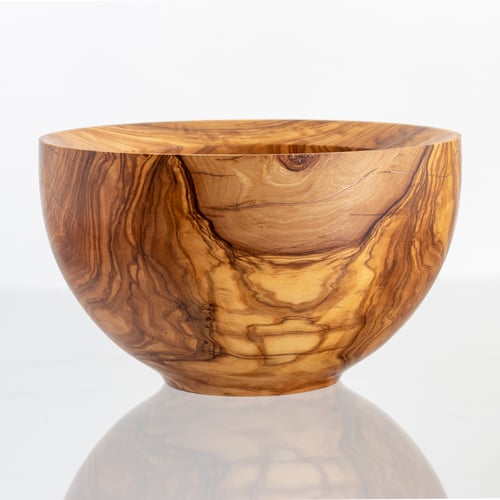 Image of Olive Wood Bowl with Copper Inlay