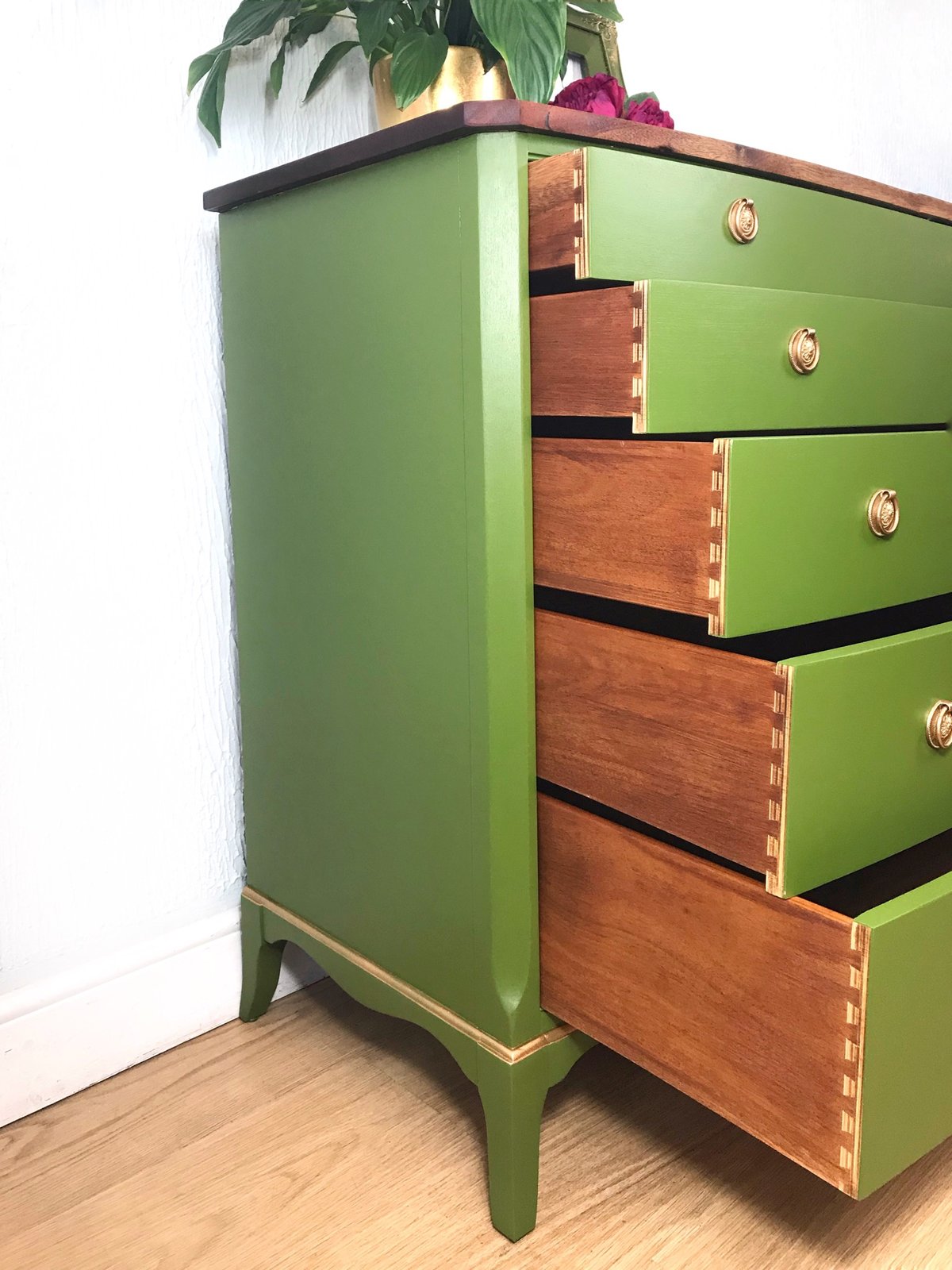 Vintage Strongbow CHEST OF DRAWERS Painted in Jewel Beetle Green