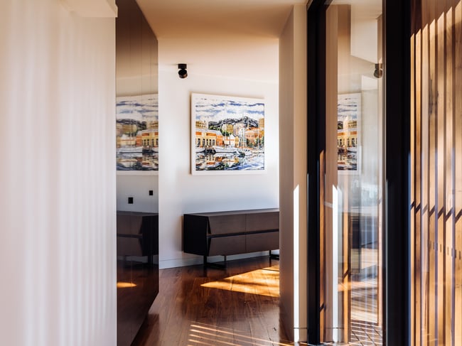 CLIPPED WING SIDEBOARD IN TORCHED TASMANIAN OAK