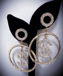  Gold Dollar Sign Hoop Earrings 