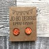 Orange animal print glass earrings