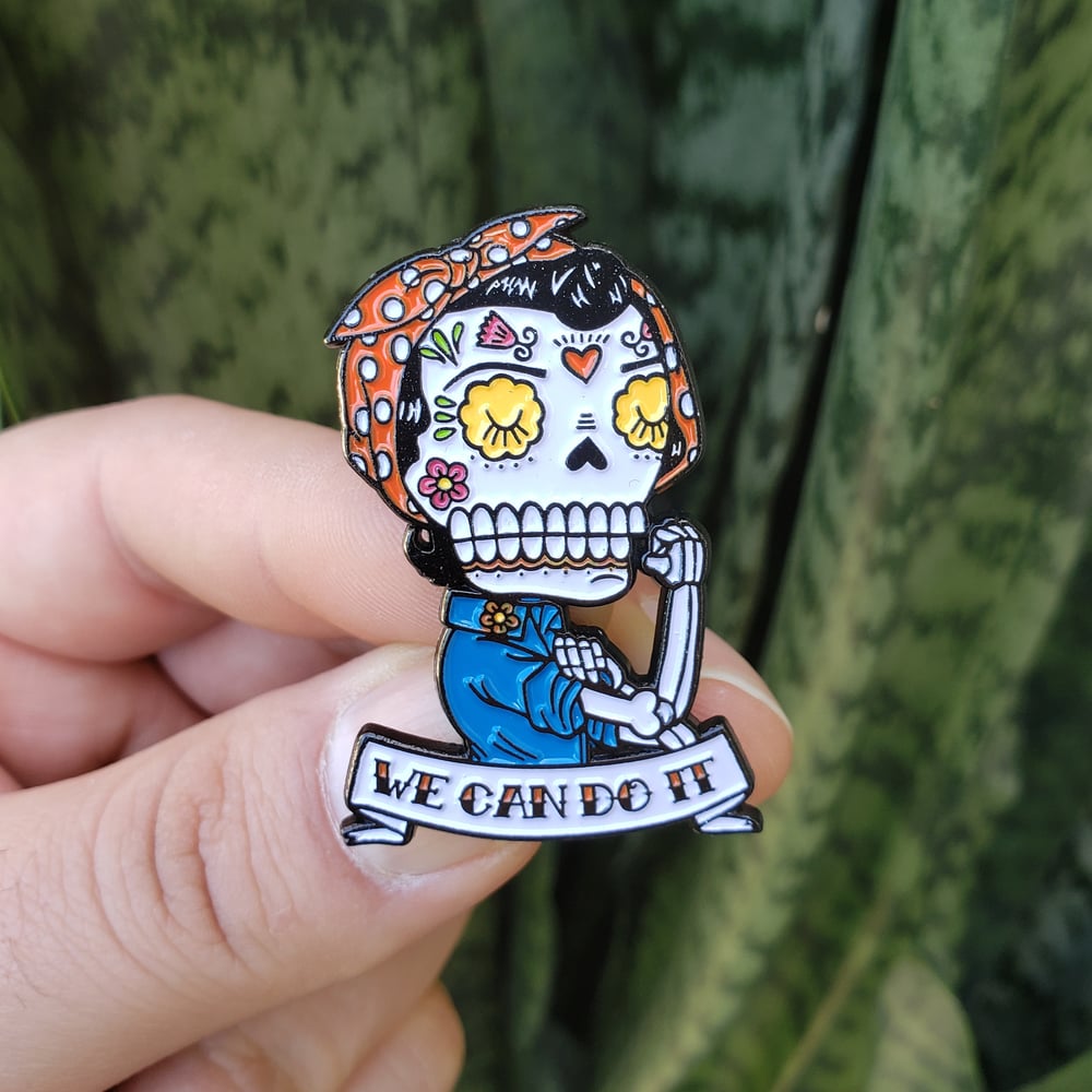 Rosie the Riveter Calavera Enamel Pin