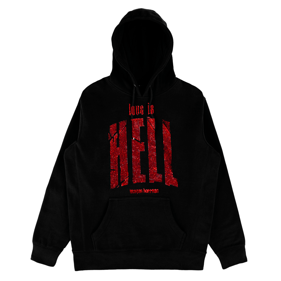 Image of Love is Hell rhinestone hoodie