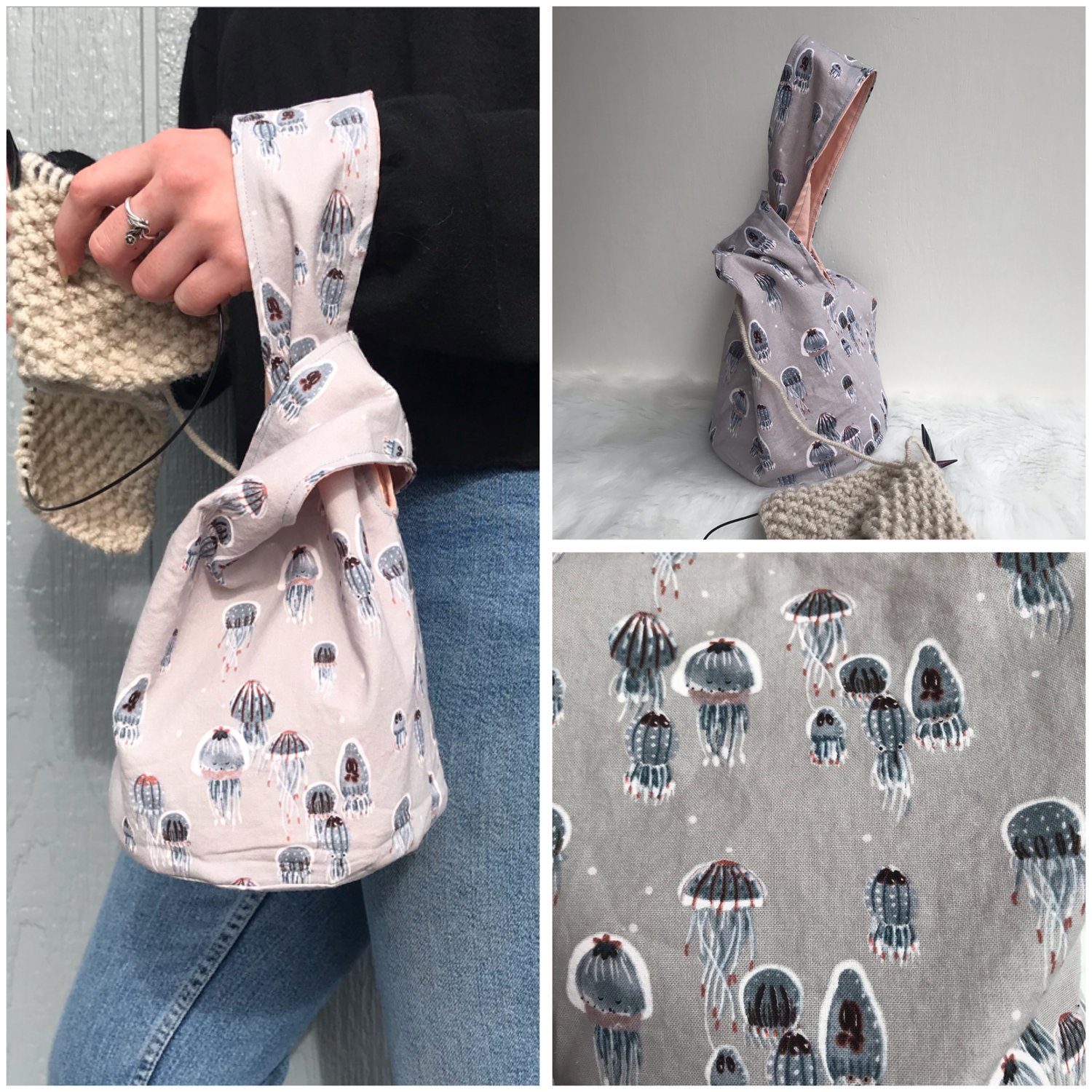 Image of Knitting/Crochet Project Bag - Floating Jellyfish 