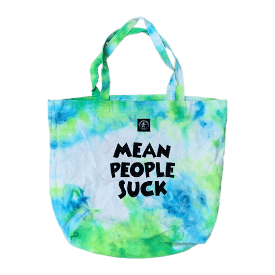 Image of 100% Hemp Embroidered “Mean People Suck” Tote Bag - LL1