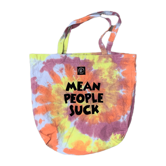 Image of 100% Hemp Embroidered “Mean People Suck” Tote Bag - LL2