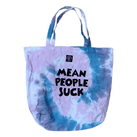 Image of 100% Hemp Embroidered “Mean People Suck” Tote Bag - LL4