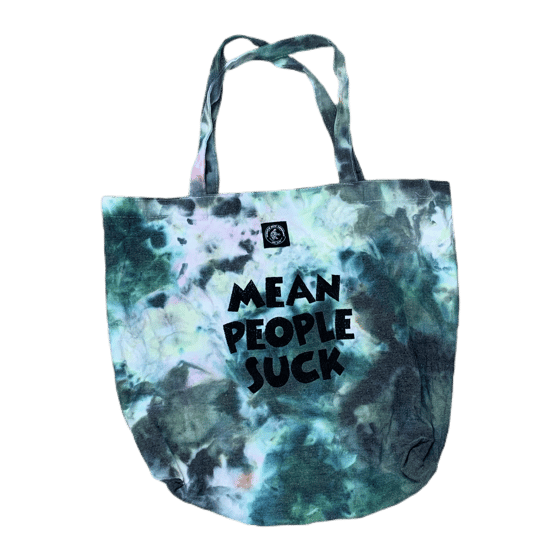 Image of 100% Hemp Embroidered “Mean People Suck” Tote Bag - LL5