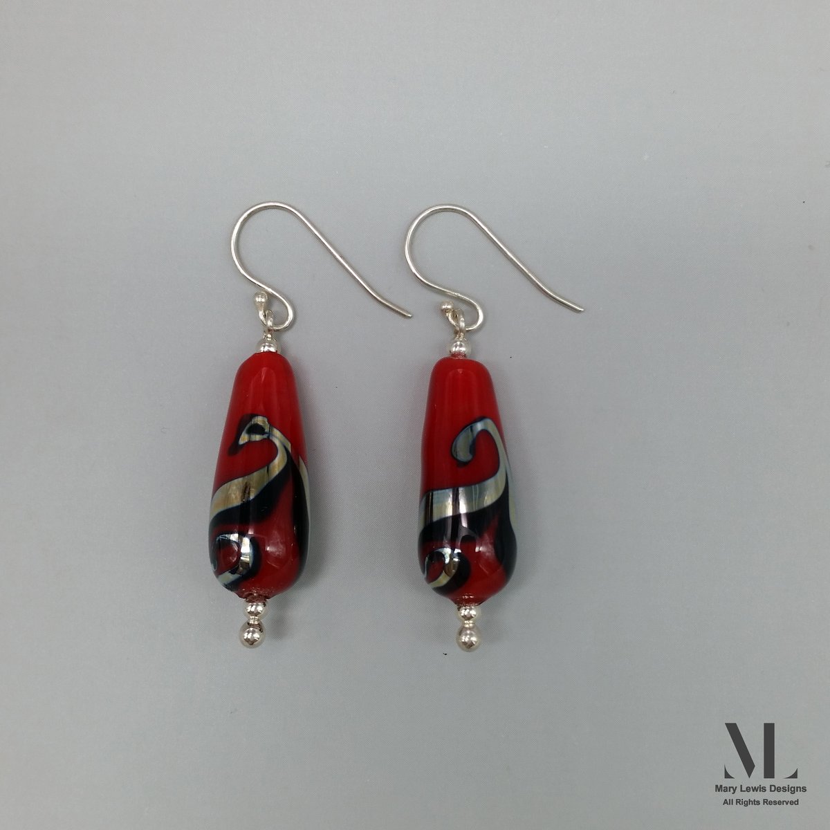 "Fire and Ice" Long Tear Drop Earrings