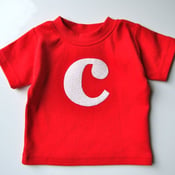 Image of Baby or Toddler Alphabet Shirt - Red with patterned white