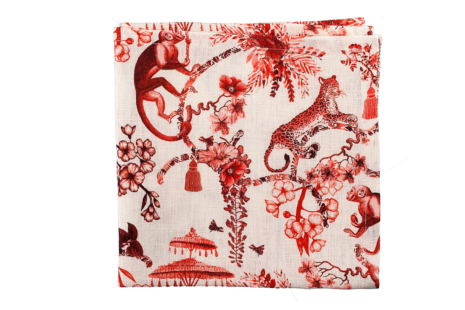 Image of Set di 2 tovaglioli in lino Chinoiserie / Chinoiserie linen napkins set of 2