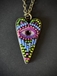 Image 1 of Mystic Eye Heart Necklace - Perriwinkle/Neon/Black 