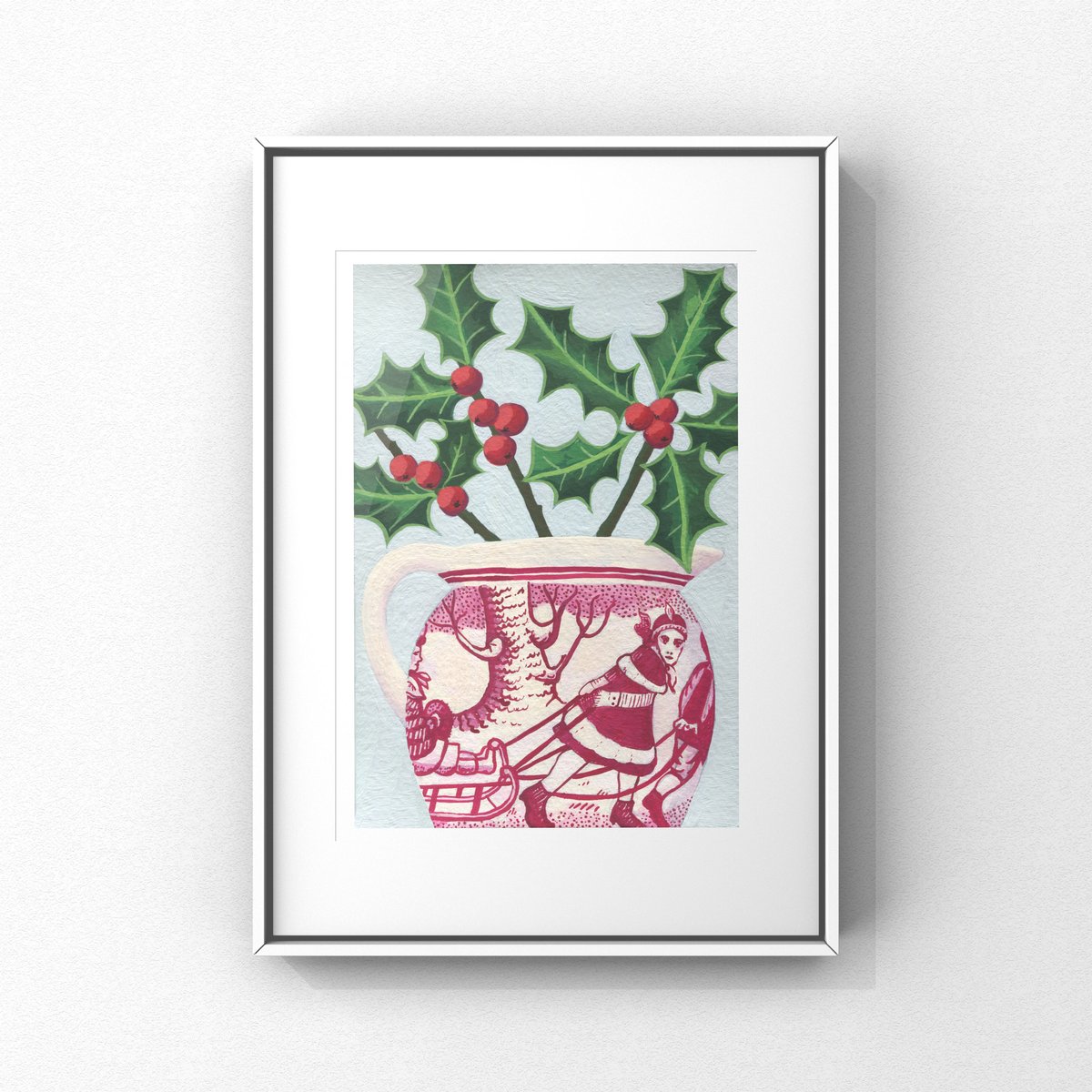 Holly in Sleigh Jug Print & Card