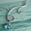 Greek Isle Necklace with Swiss Blue Topaz, Sterling Silver
