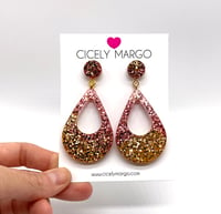 Image 2 of Rose Gold Glitter Statement Earrings