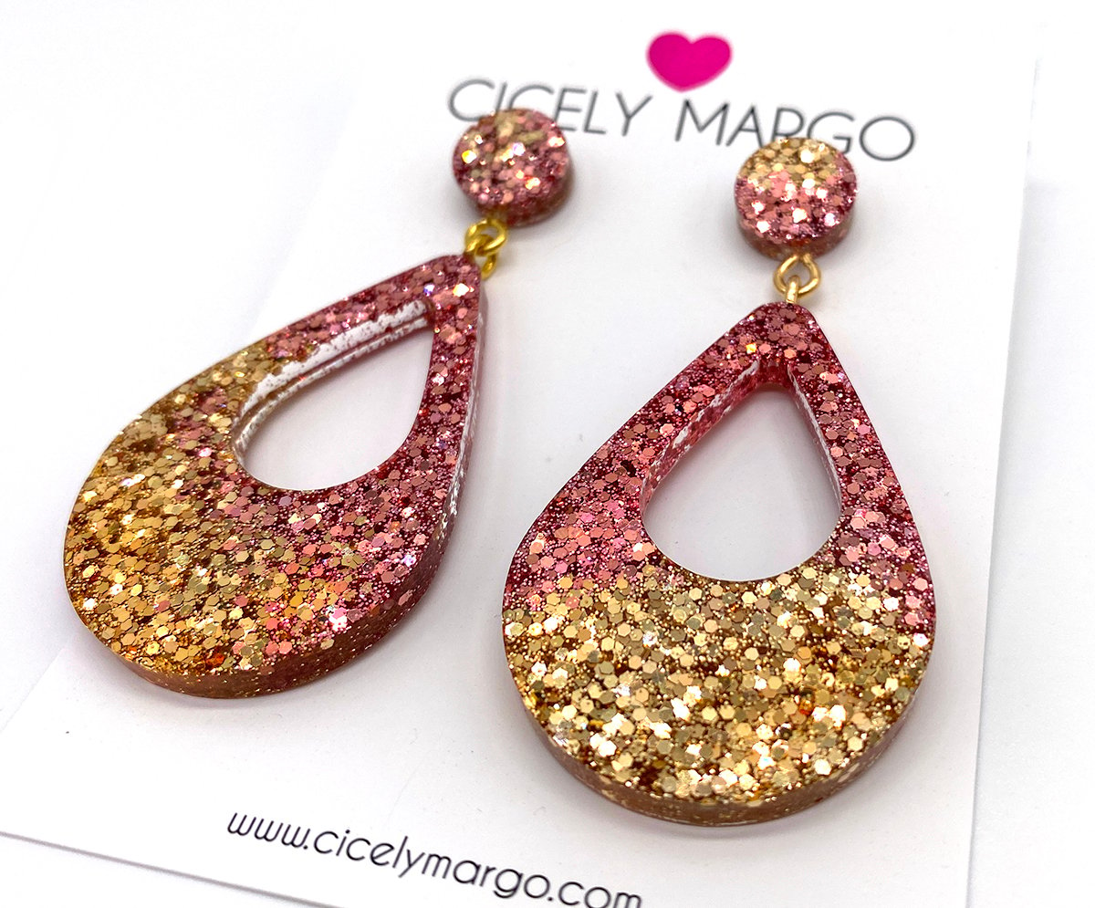 Image of Rose Gold Glitter Statement Earrings