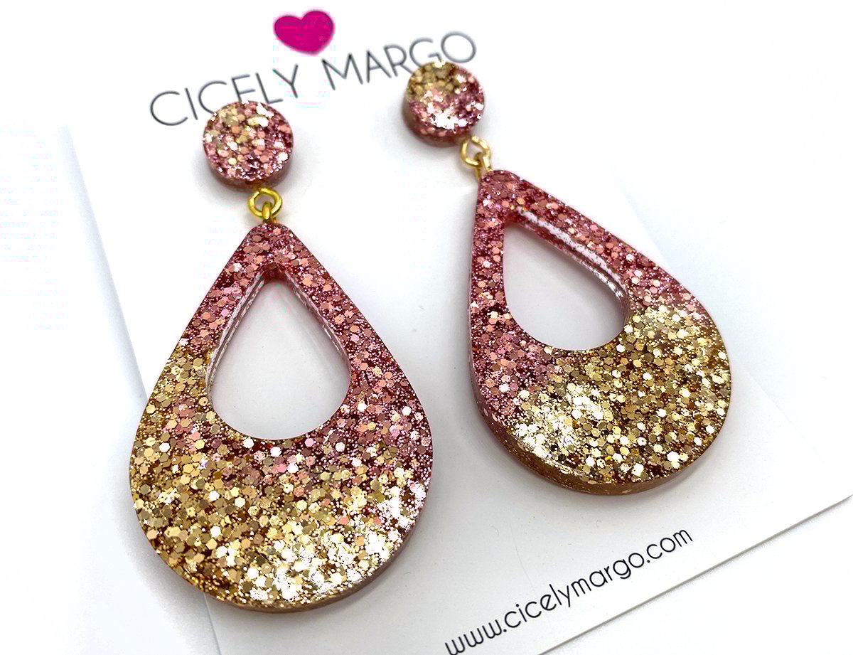 Image of Rose Gold Glitter Statement Earrings