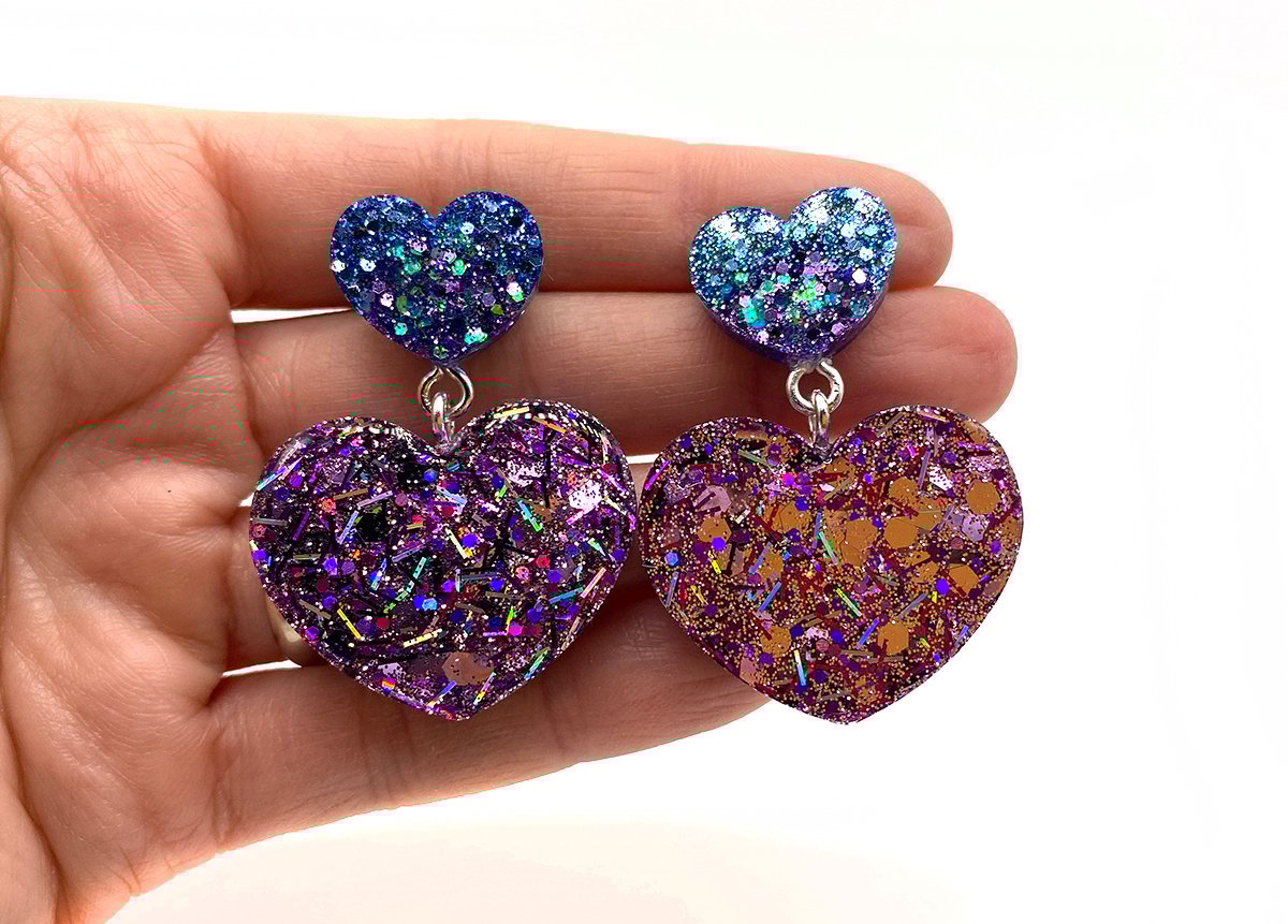 Image of Laser Heart Mini Statement Earrings