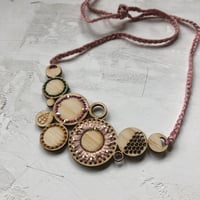 Image 1 of Pale blush Embroidered Bamboo Necklace