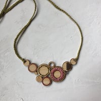 Image 1 of Pink Embroidered Bamboo Necklace