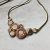 Pink Embroidered Bamboo Necklace