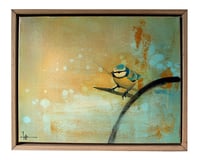 Image 1 of Original Framed Canvas - Blue Tit on Branch - 14" x 11"