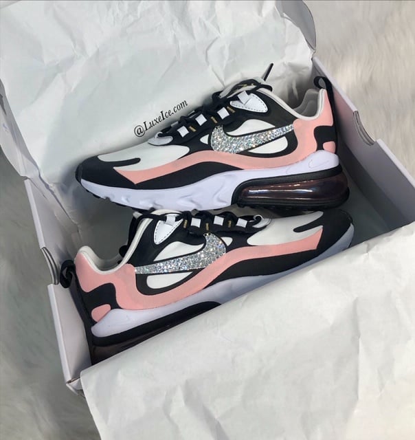 Women's Nike air Max 270 React Casual Shoes customized with Swarovski ...