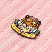 Image 5 of 'Man Eater' tiger enamel pin - tiger king - flower crown - exotic tiger - pin badge