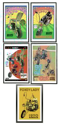 5 Vintage CAT Mini Bike Poster Prints 11" x 17"