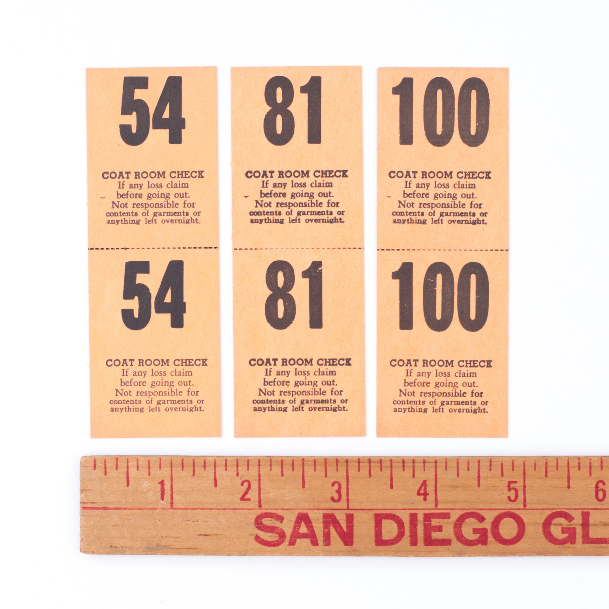SaturdayAMVintage — Orange Coat Check Tickets Set of 12