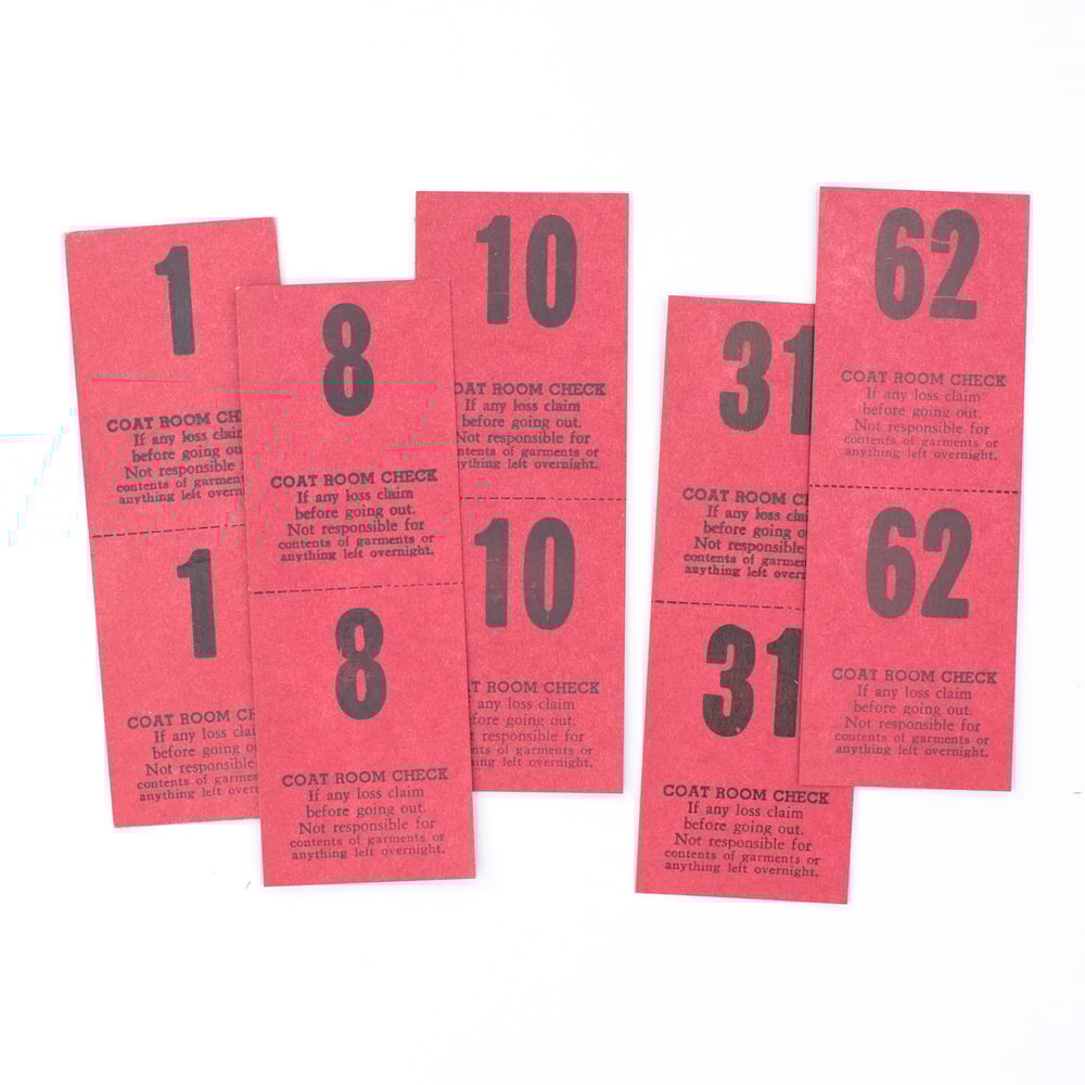 SaturdayAMVintage Red Coat Check Tickets Set Of 12 saturdayamvintage-red-coat-check-tickets-set-of-12