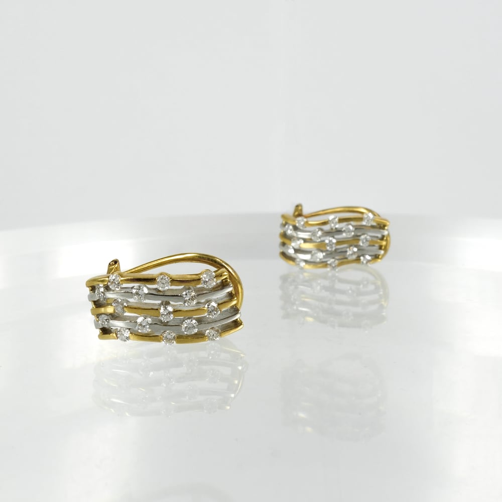 Image of Vintage yellow and white gold diamond dress earring