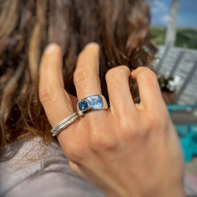 Blue spinel hot sale engagement ring