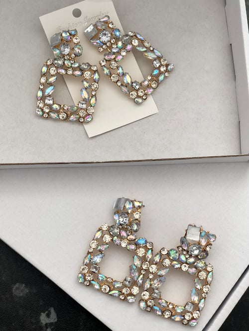 Image of Iridescent Crystal Knocker Earrings