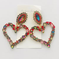 Image 1 of Colourful Crystal Heart Earrings