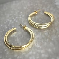 Image 2 of Triple Ring Gold Hoops