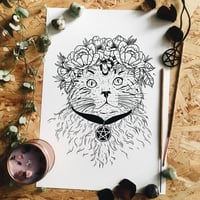 Familiar (witch cat) Print