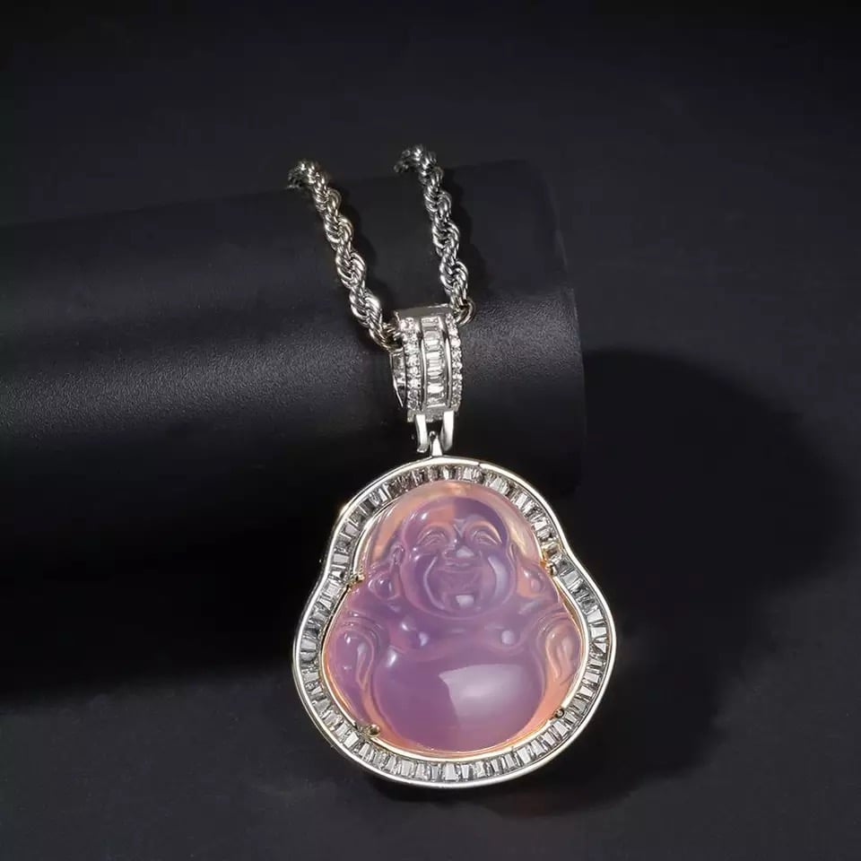 Image of Silver Buddha Pendant + Rope Chain 