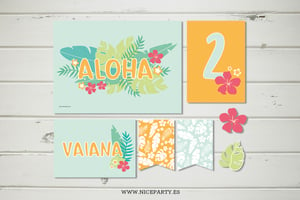 Image of Pack imprimible fiesta hawaiana